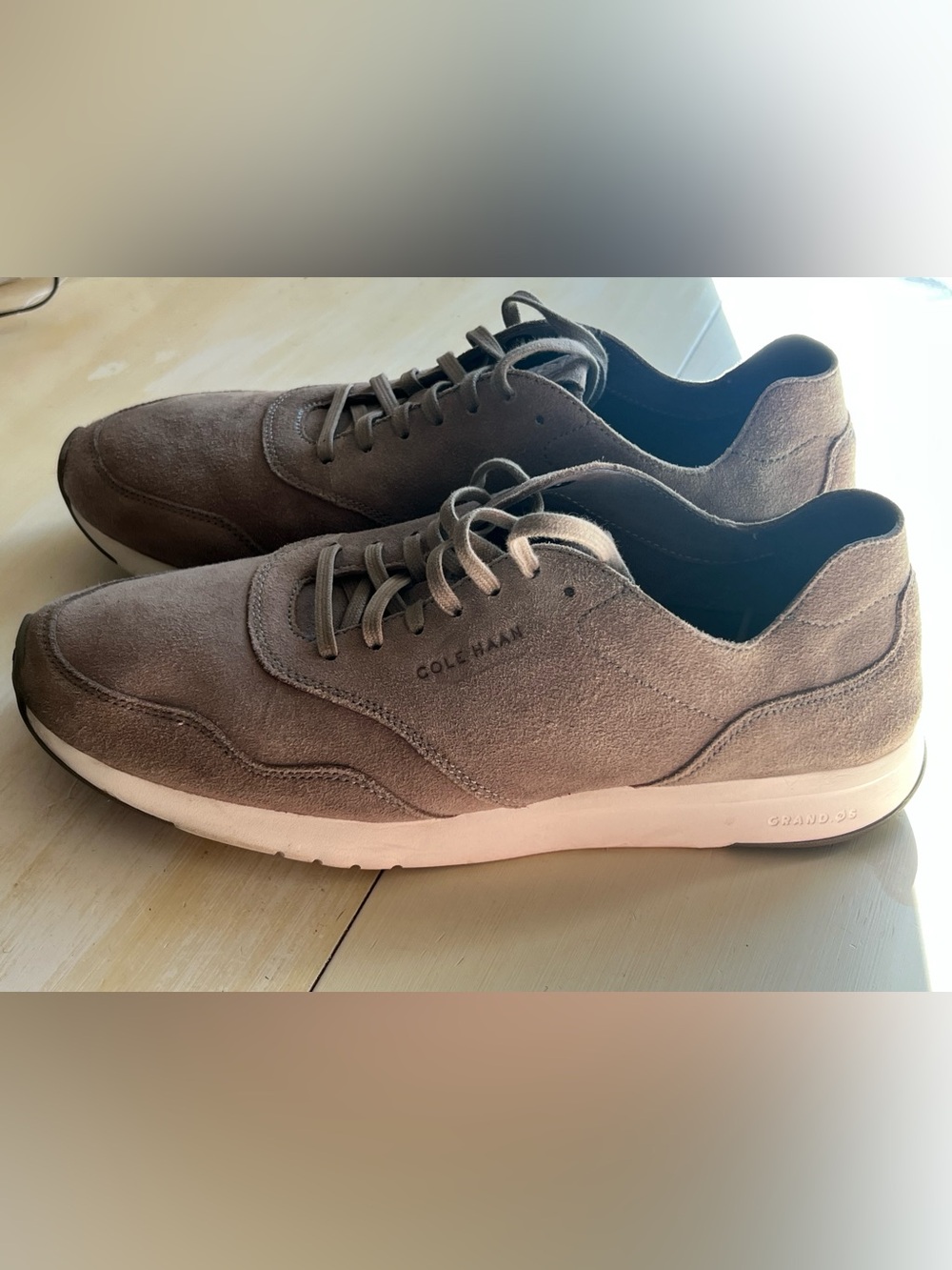 Cole Haan Men's Suede Sneakers in Brown Taupe with White Sole